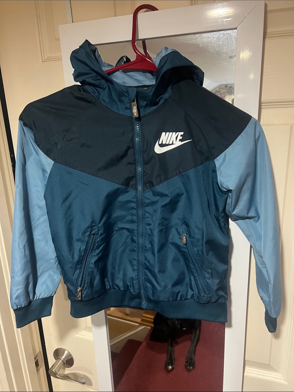 Nike Kids' Hooded Rain Jacket - Teal, Navy & Light Blue